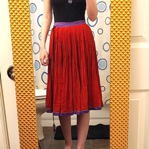 Red midi skirt with purple trim